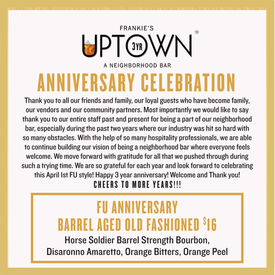 Frankie’s Uptown 3rd Anniversary