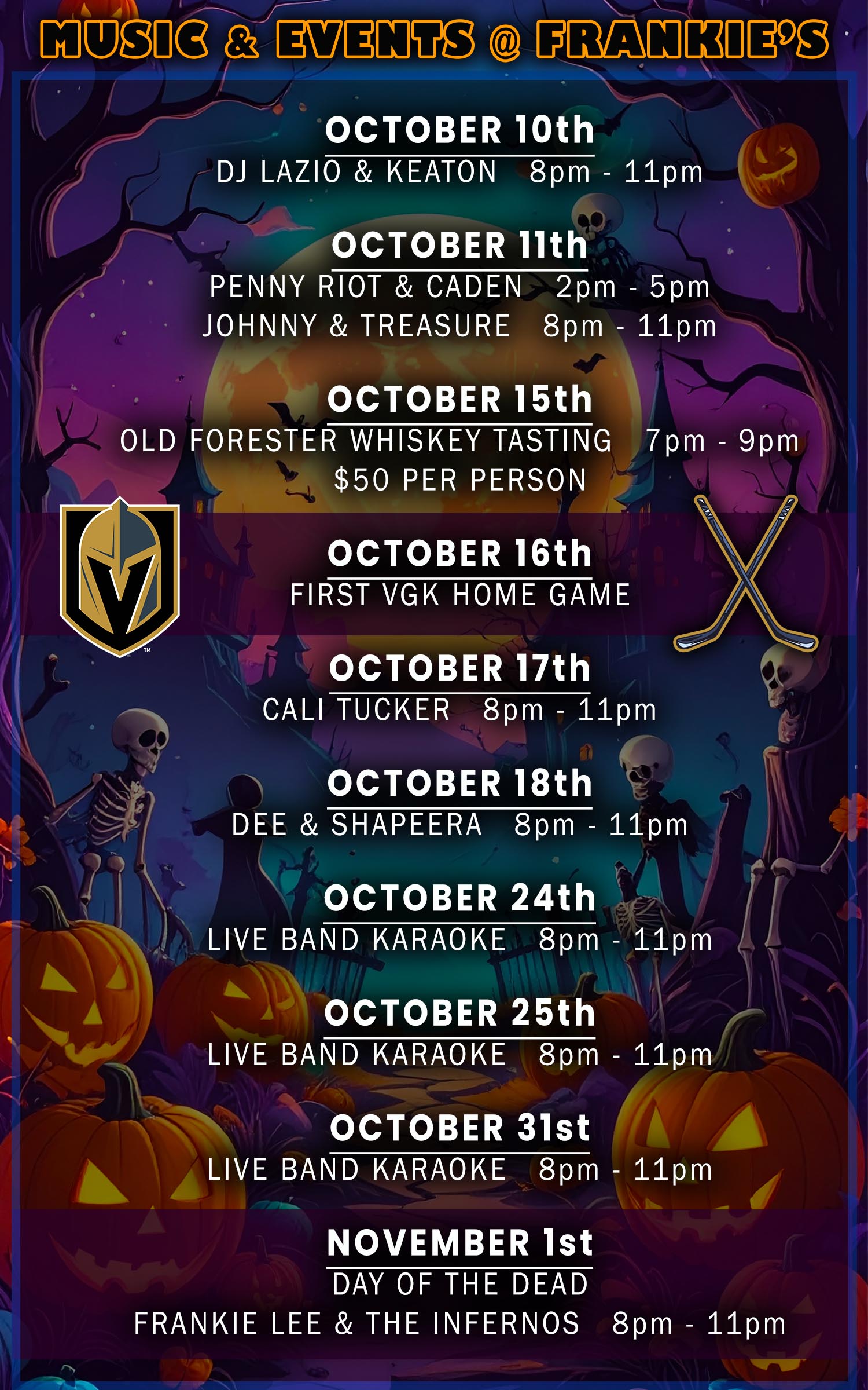 October Music and Events Schedule
