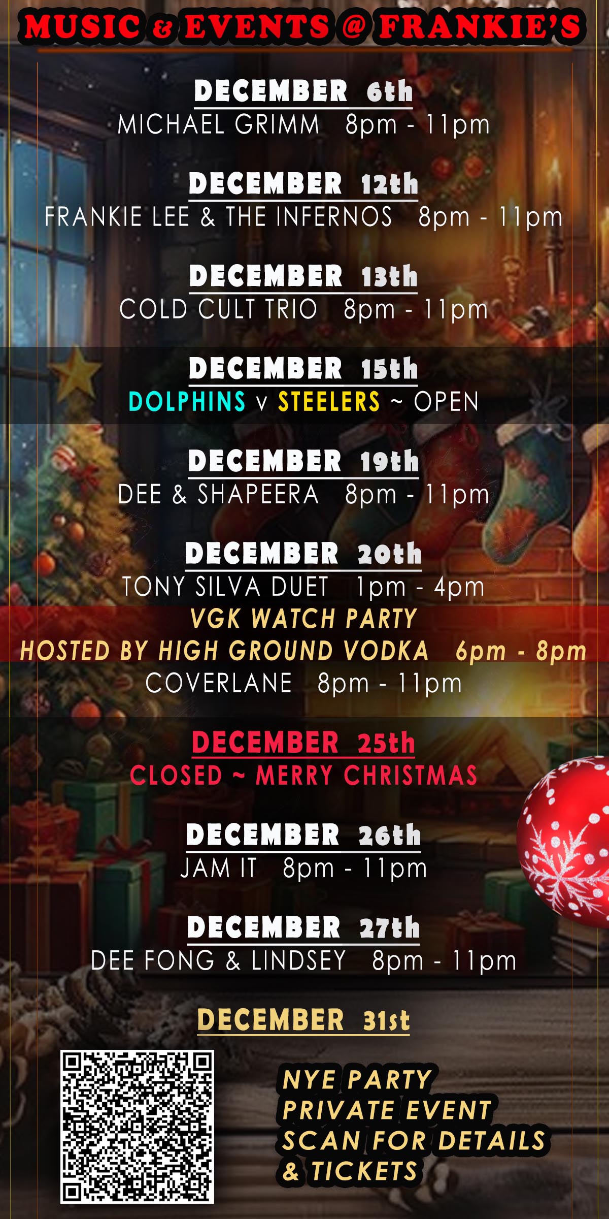December Music and Events Schedule