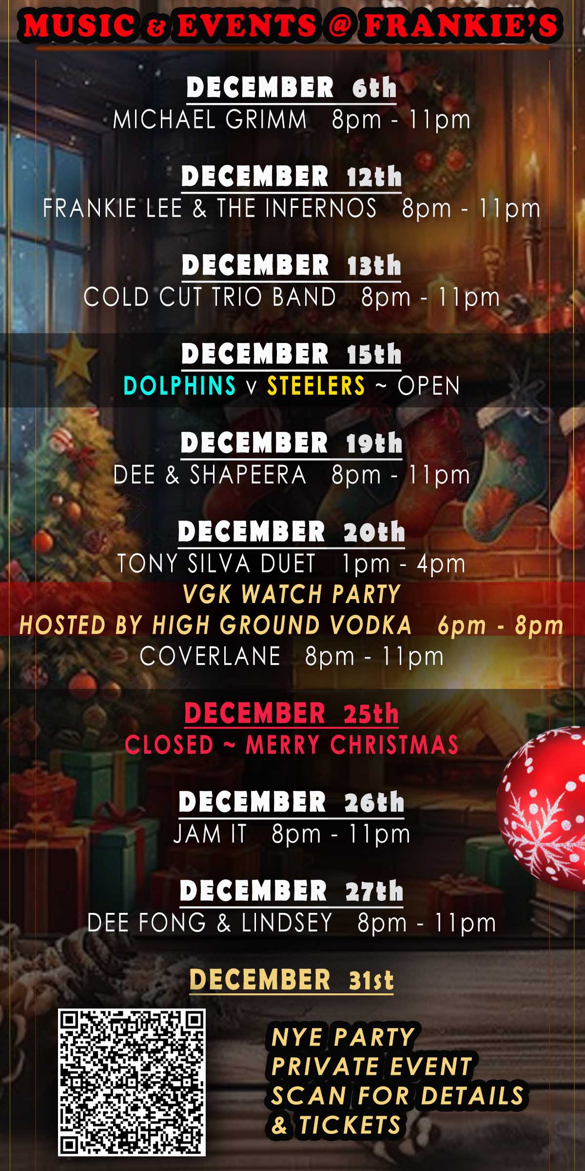 December Music and Events Calendar