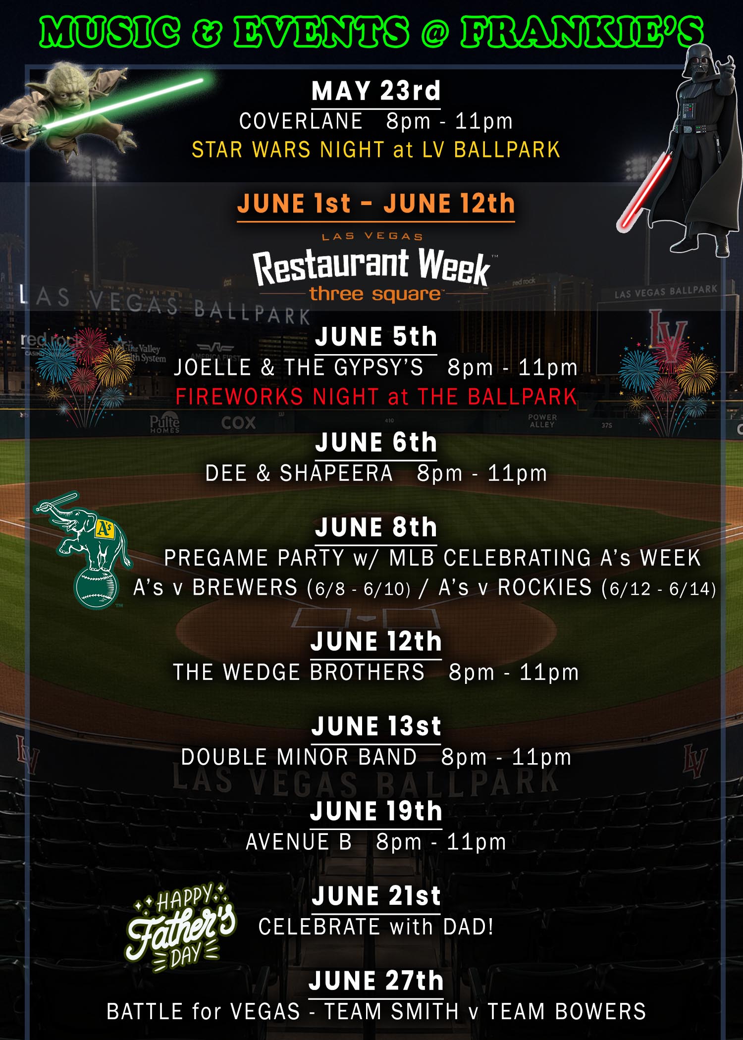 Frankie's - June Music Schedule