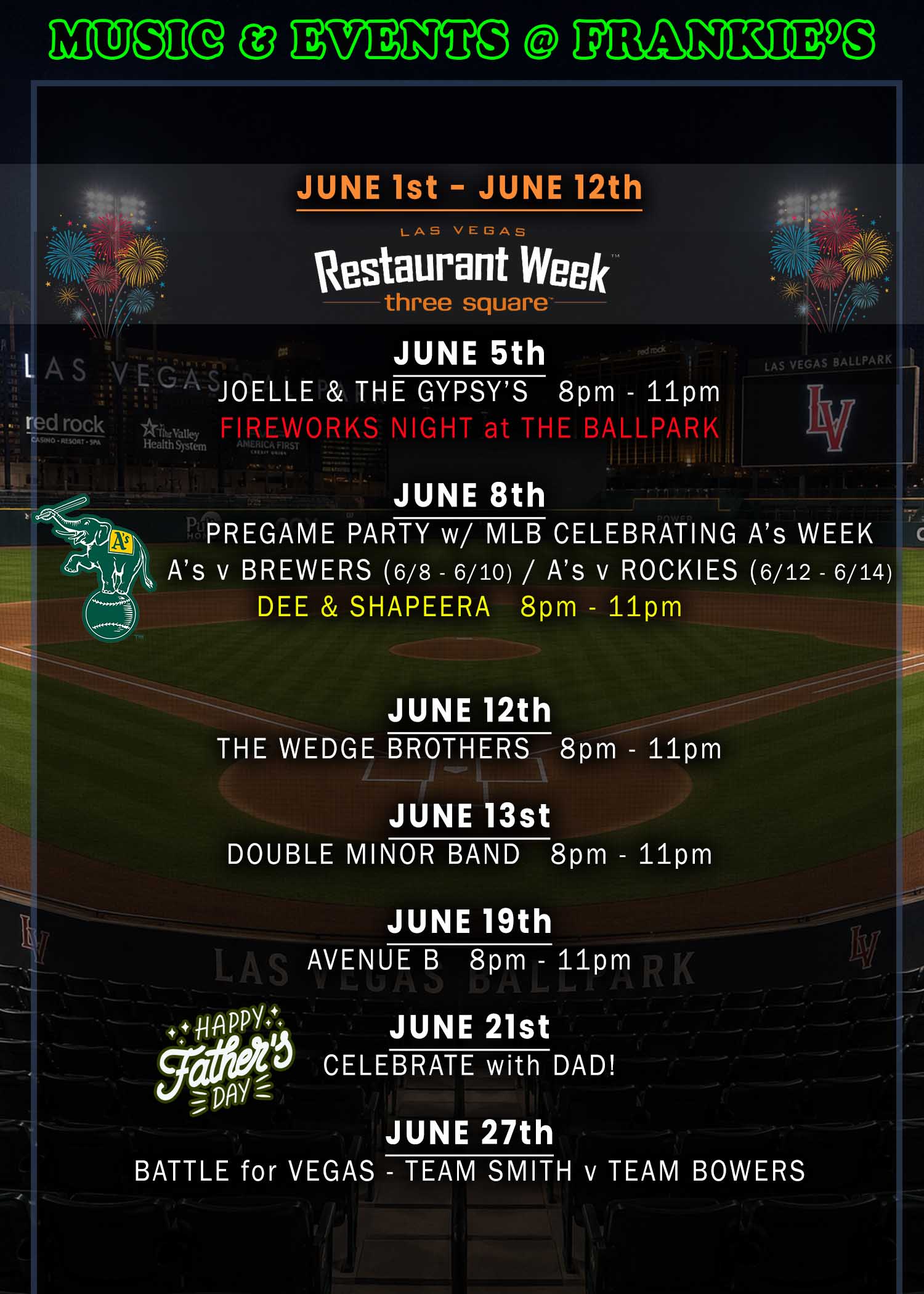 Frankie's - June Music Schedule