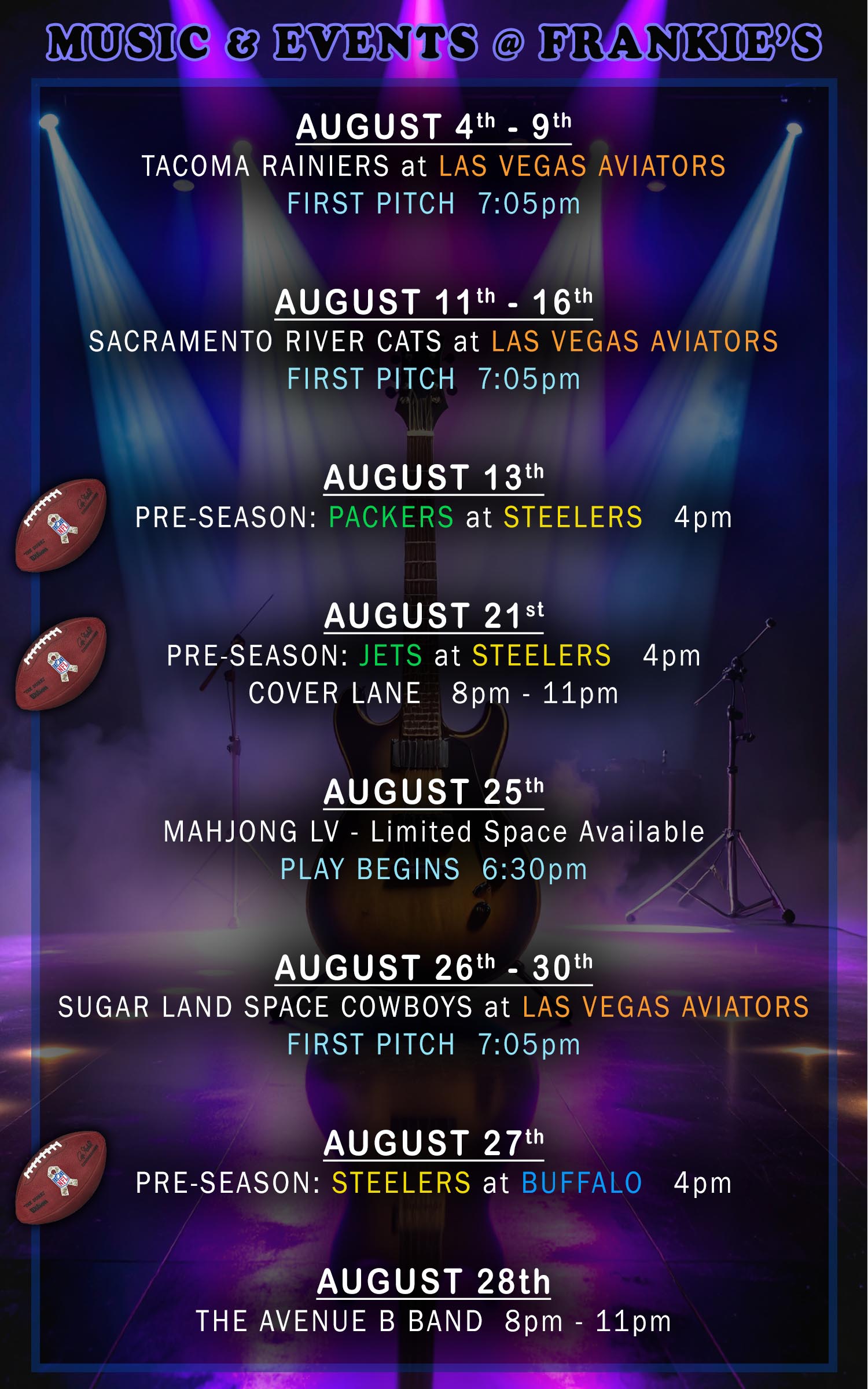 August Music and Events Schedule