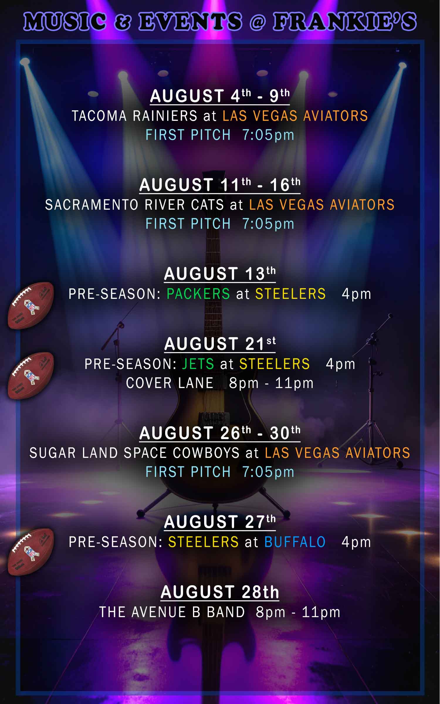 August Music and Events Schedule