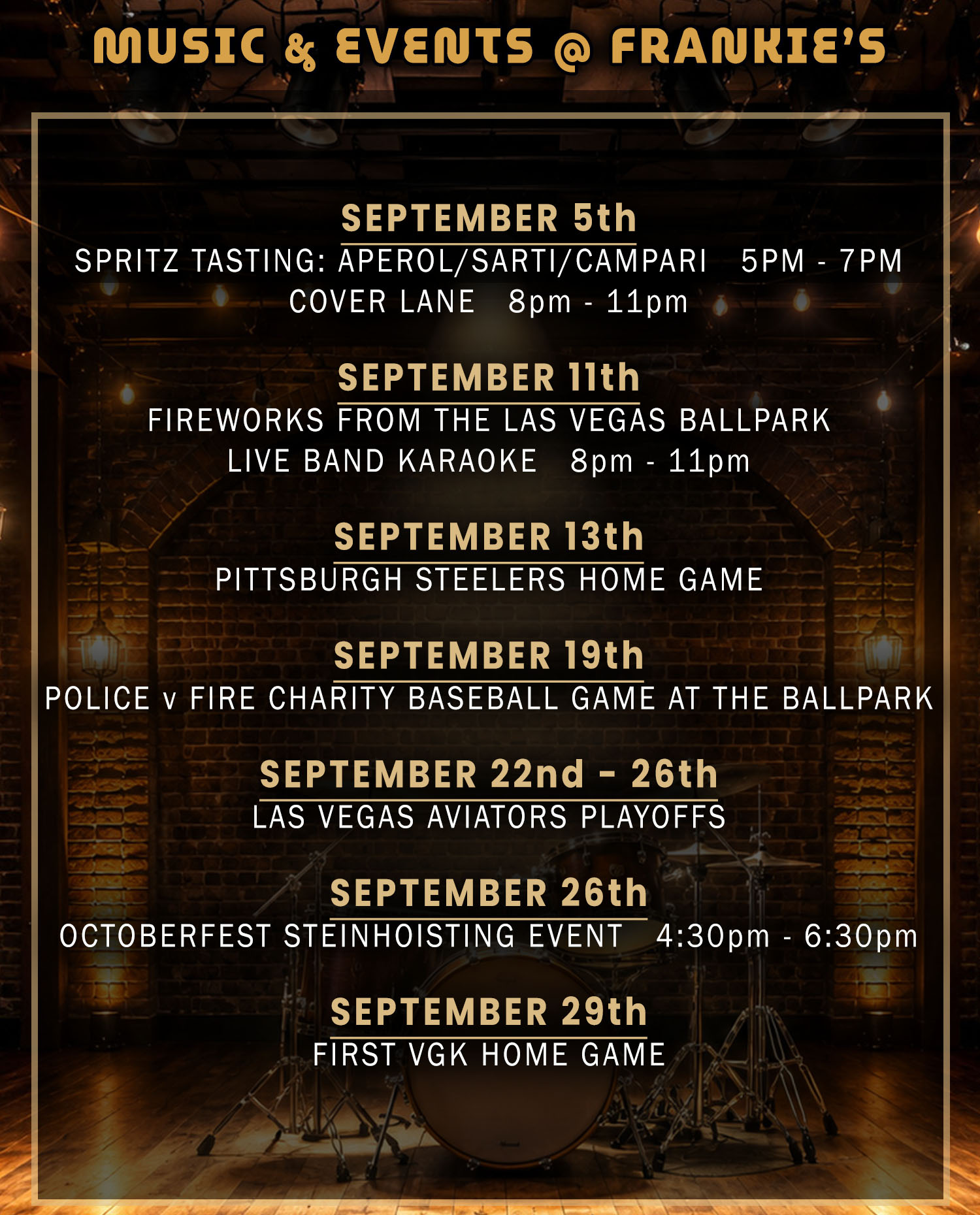 Frankie's - September Music Schedule